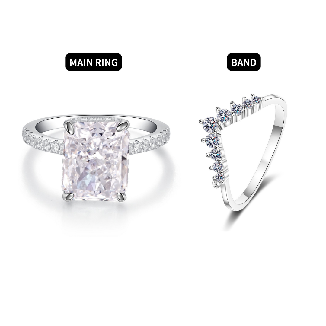 The Lunaris - Diamond & Meteorite Couple Ring Set