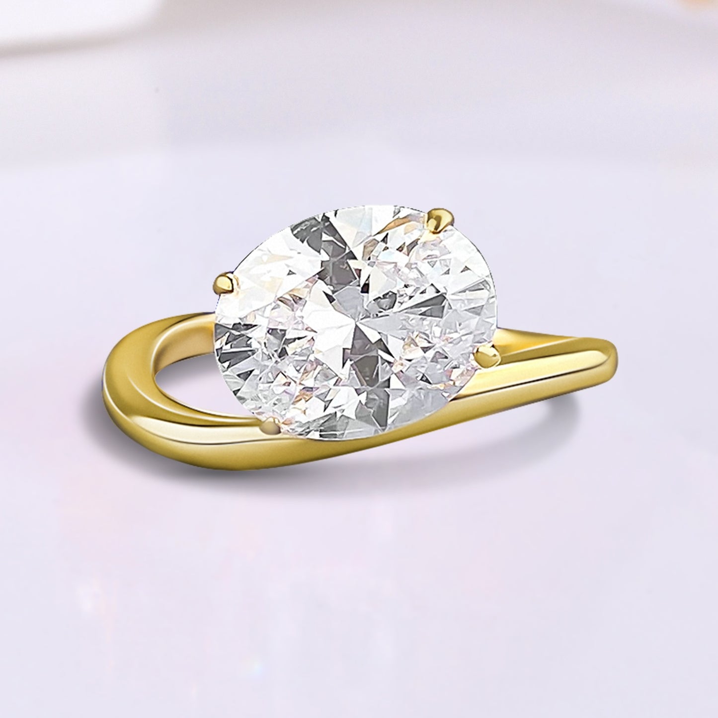 The Dazzora - 1.5 Ct. Oval Cut 925 Silver Women Ring with 18k Gold Plated