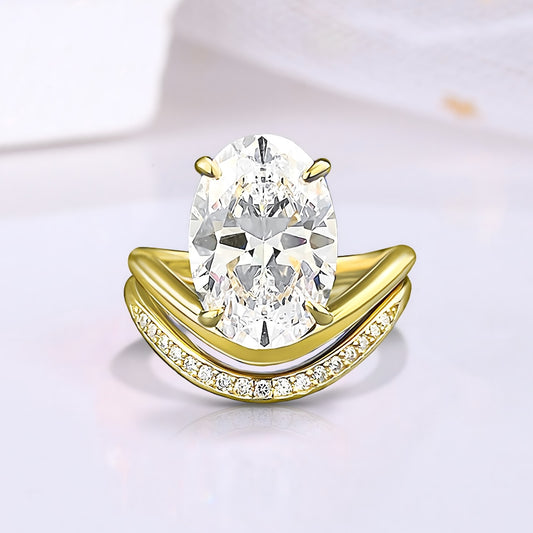 The Solira - Oval Cut Women Ring Set with 18k Gold Plated