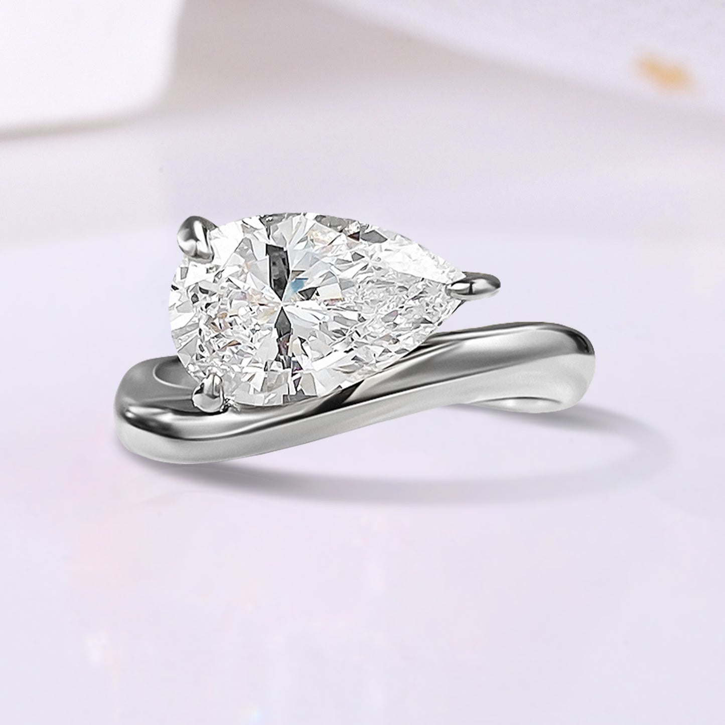 The Elara - 2.0 Ct. Pear Cut 925 Silver Women Ring with 18k Gold Plated