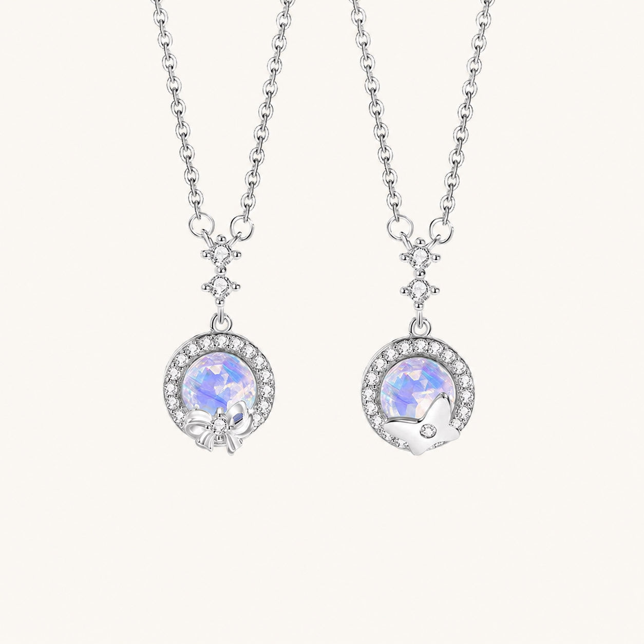 Moonstone Pendant Charm Necklace - 925 Silver