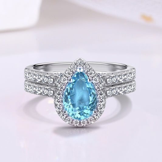 The Blunite - Swiss Blue Topaz Women Ring Set