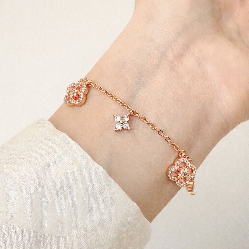 Four Leaf Rose Gold Clover Bracelet