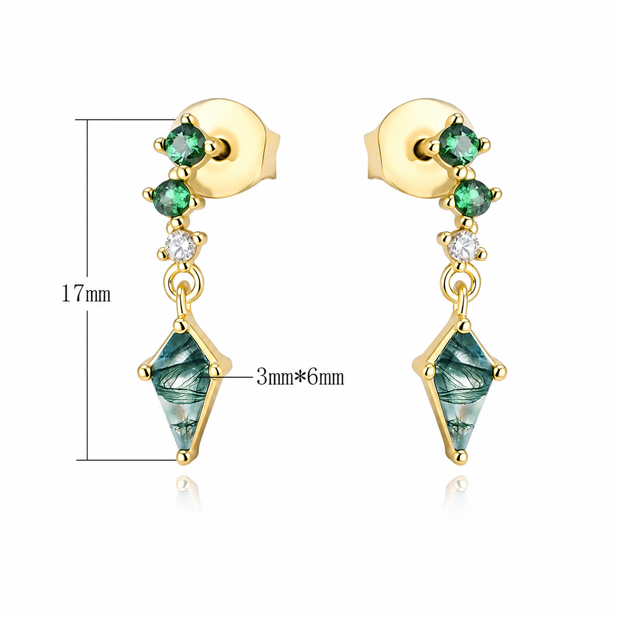 The Bosque - Natural Moss Agate Dangle Earrings