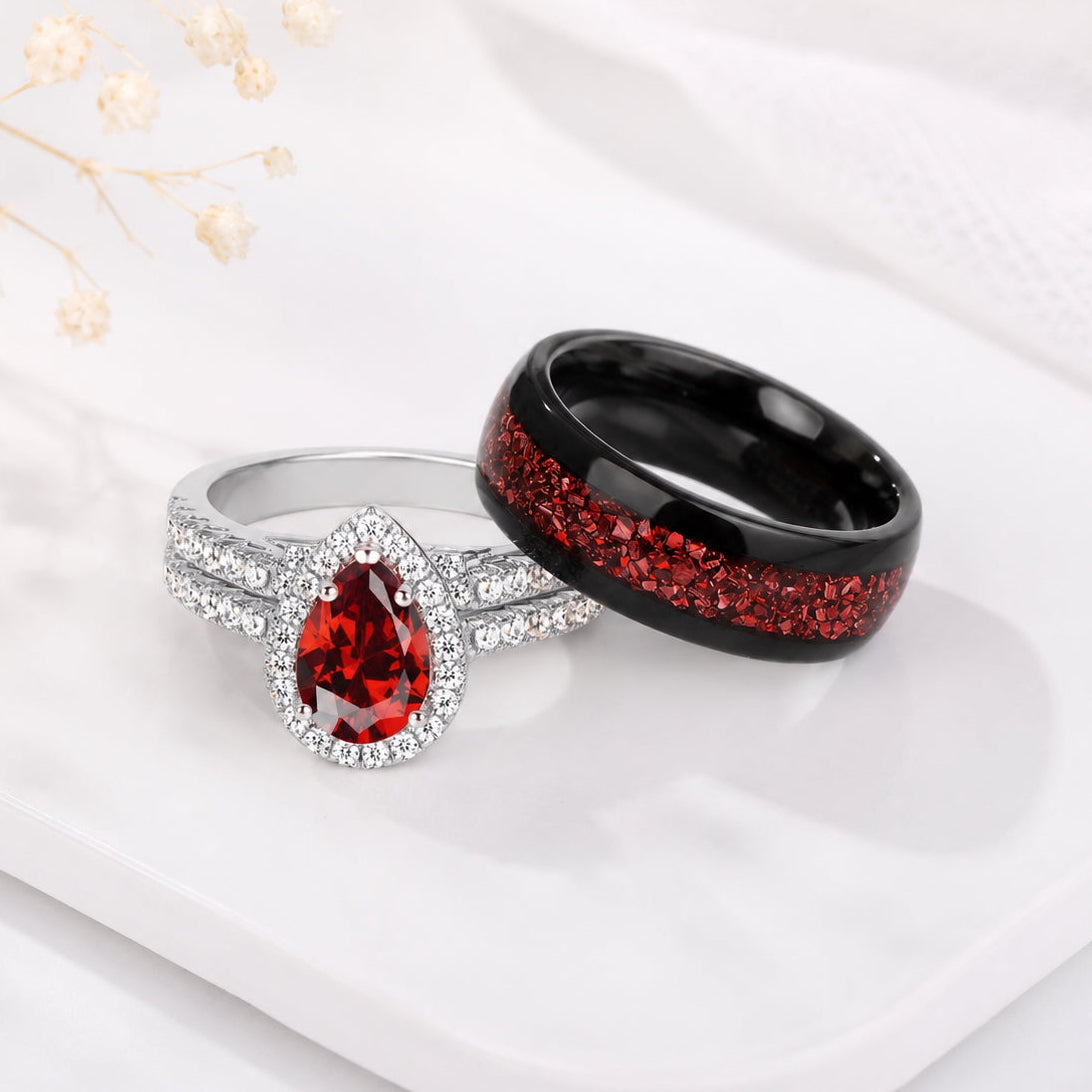 The Garnith - Natural Garnet Couple Rings