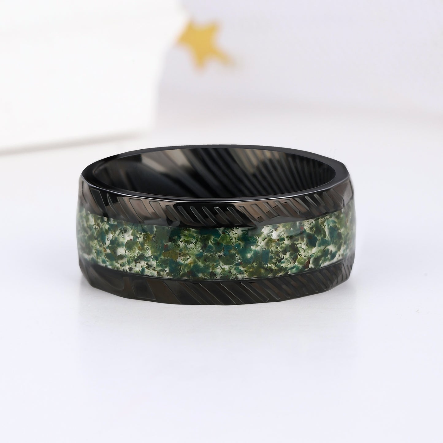 The Evermoss - Natural Moss Agate Couple Rings