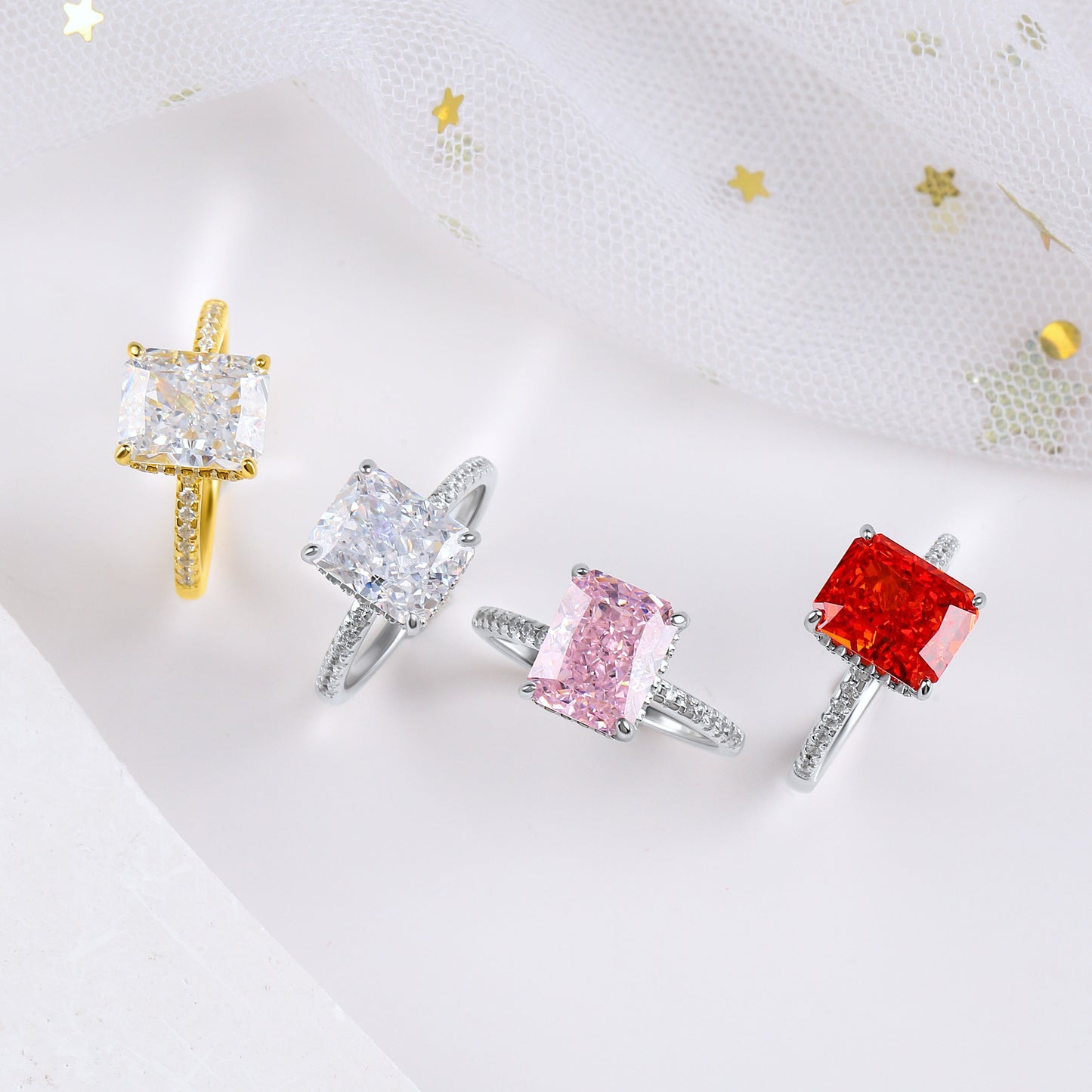The Gliselle - Radiant Cut Ring in S925 Sterling Silver for Women