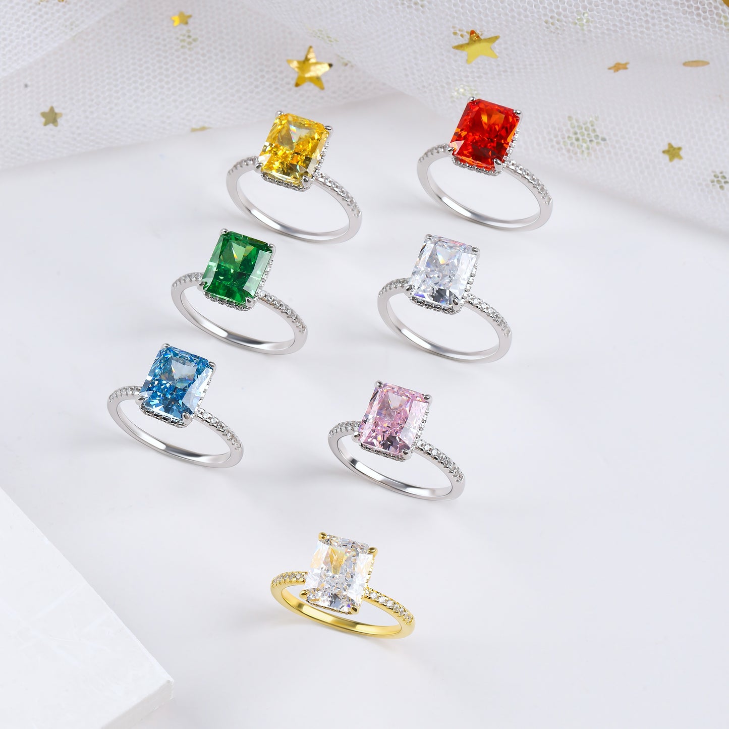 The Gliselle - Radiant Cut Ring in S925 Sterling Silver for Women