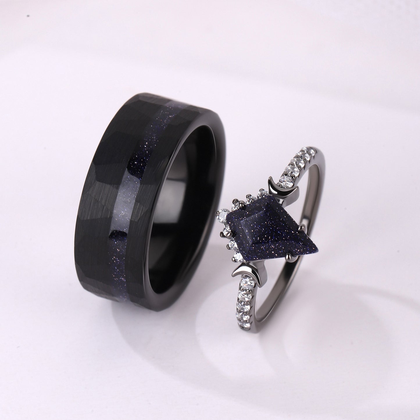 The Midnight - Blue Sandstone Couple Rings