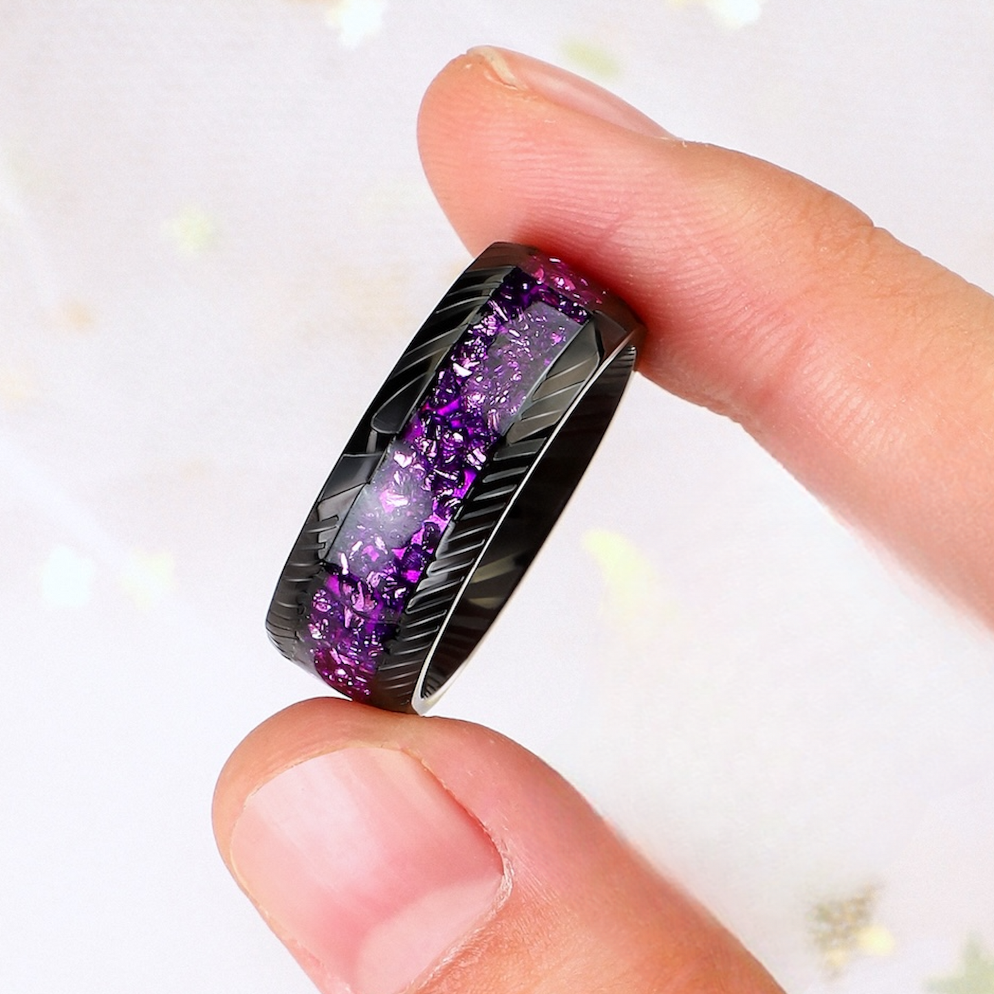 The Serenya - Natural Amethyst Couple Ring Set