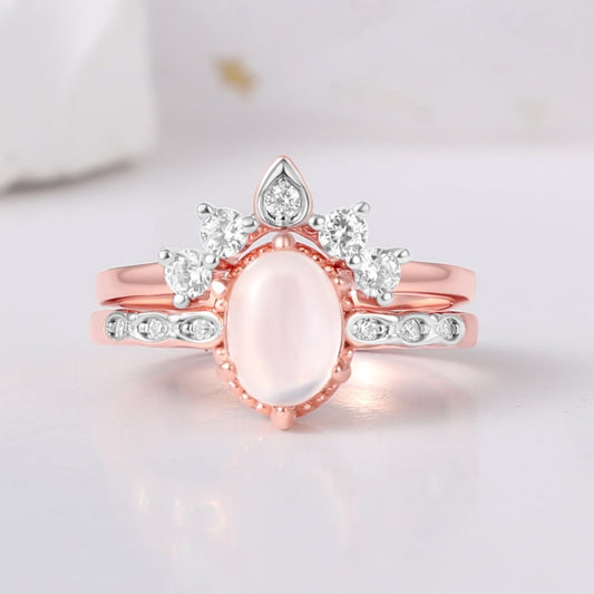 The Lunara - Natural Moonstone Rose Gold Vermeil Ring for Her