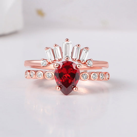 The Aurelia - Red Garnet Rose Gold Vermeil Ring for Her