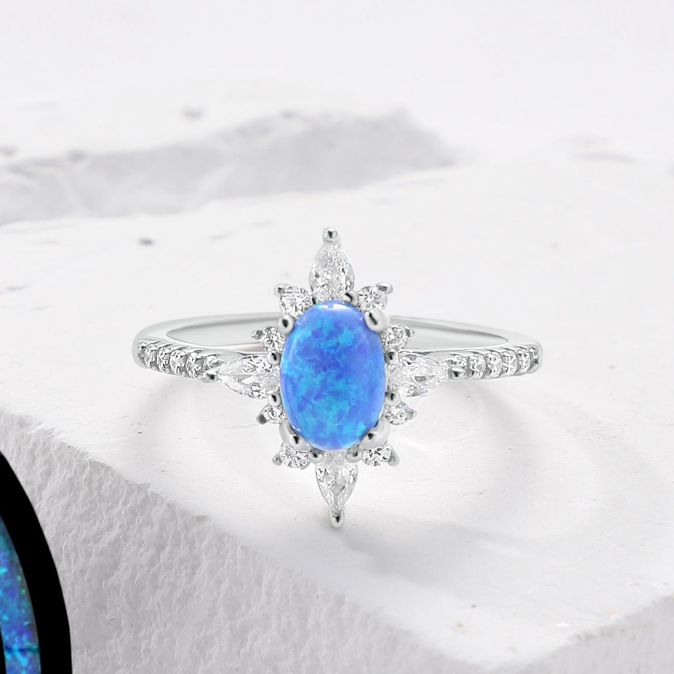 The Nerida - Blue Fire Opal Sterling Silver Ring for Her