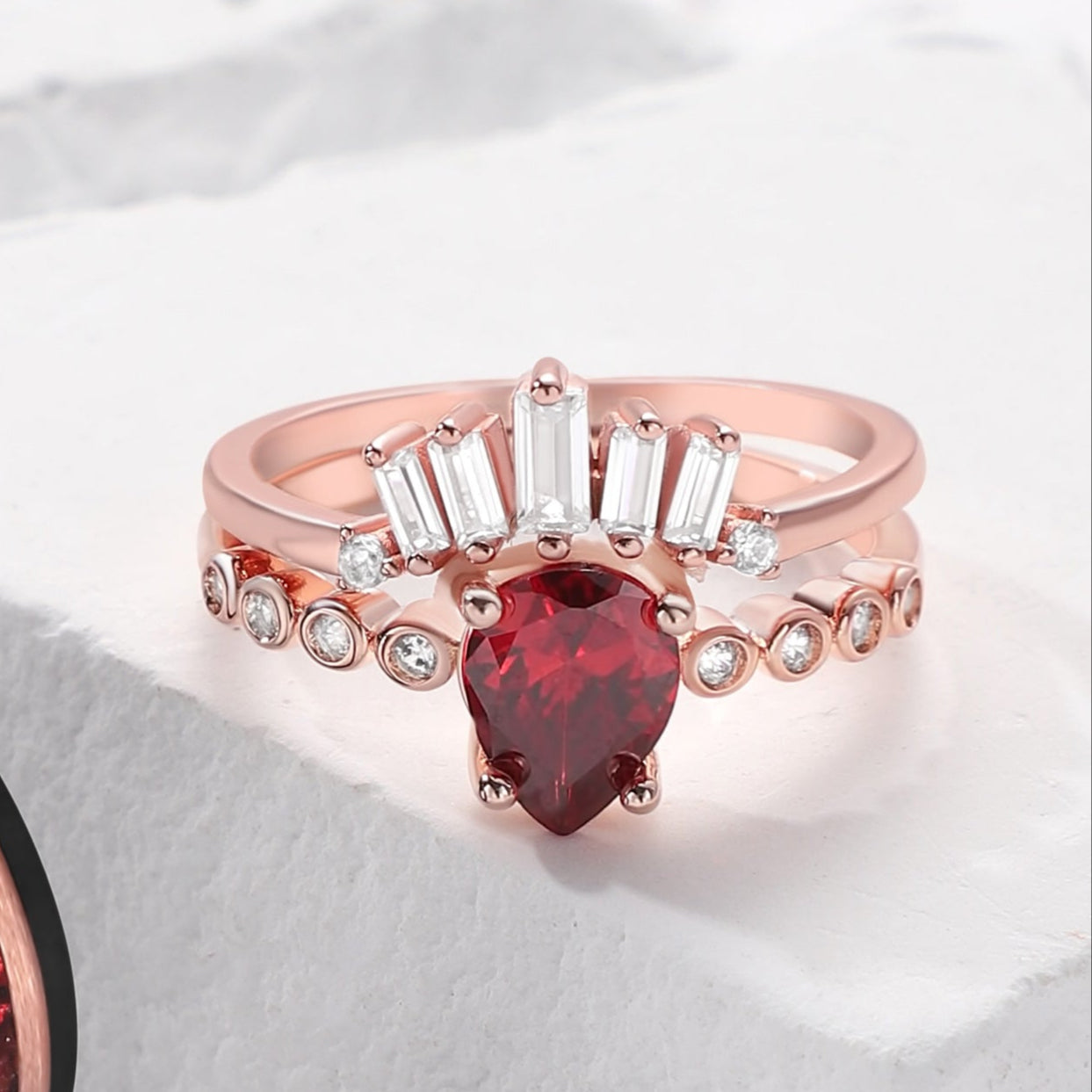 The Aurelia - Red Garnet Rose Gold Vermeil Ring for Her