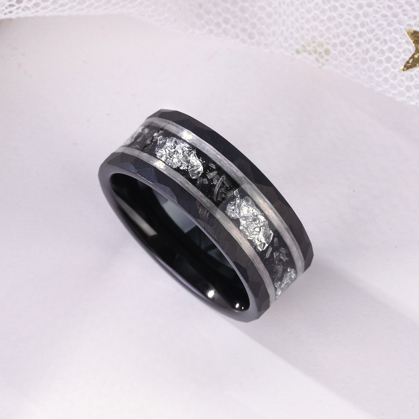 The Vesper - Natural Black Rutilated Quartz Couple Rings