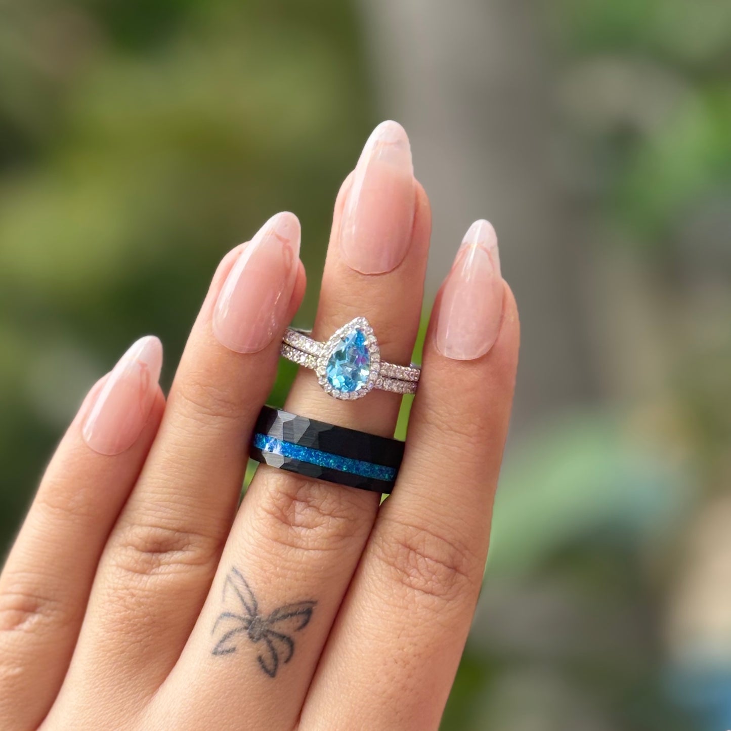 The Blunite - Swiss Blue Topaz Couple Ring Set