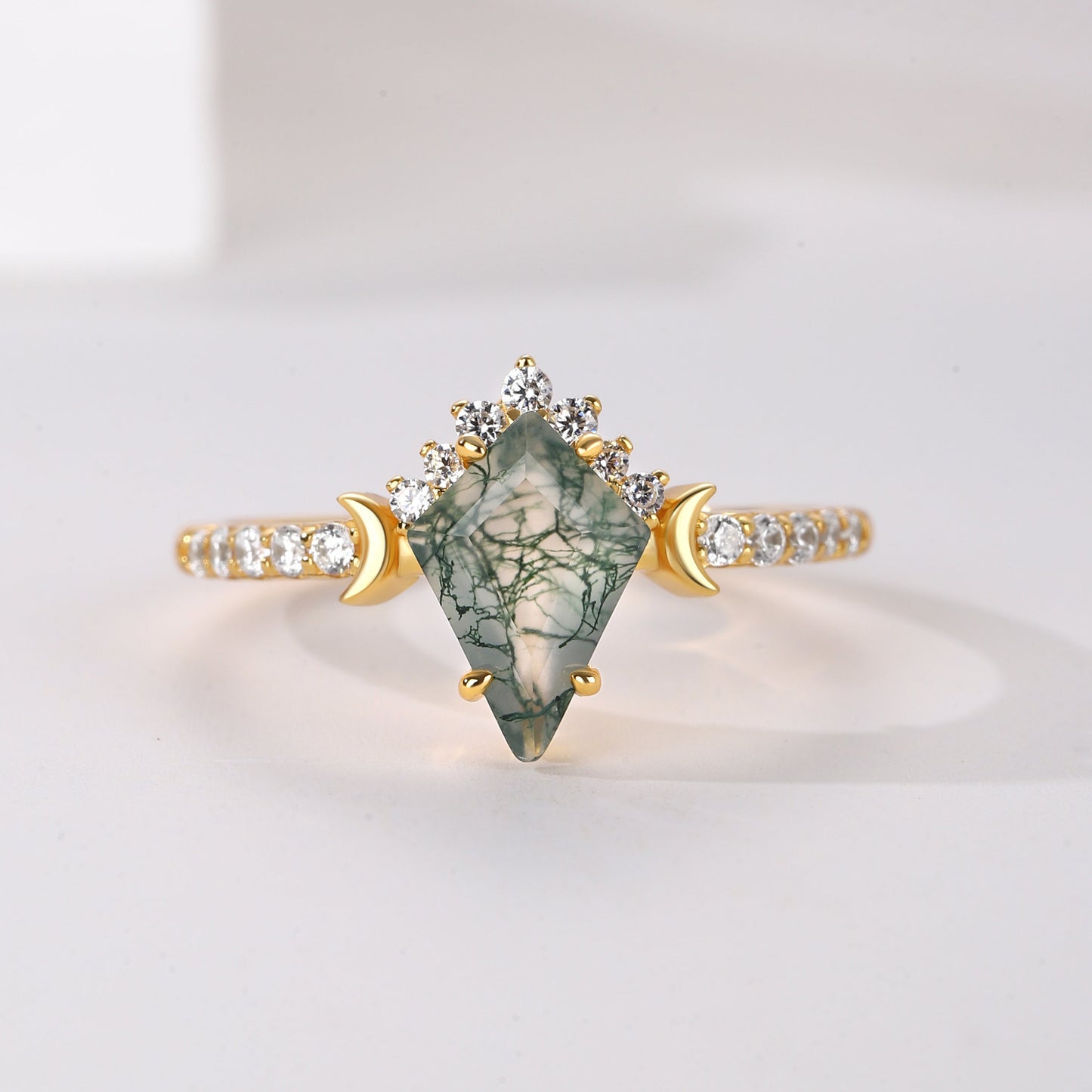 The Solora - Natural Moss Agate Ring Set