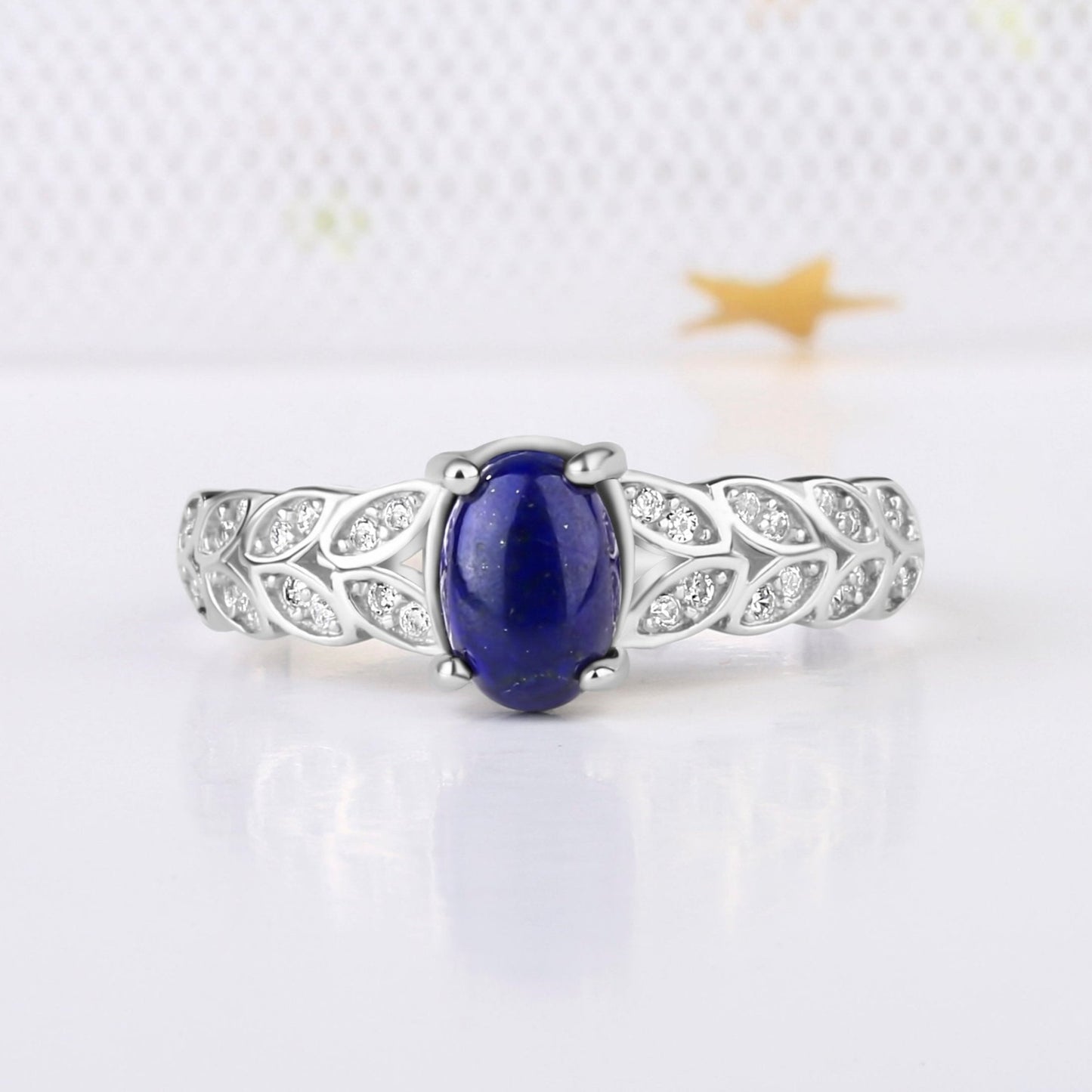 The Starfall - Lapis Lazuli & Crushed Sandstone Couple Ring Set