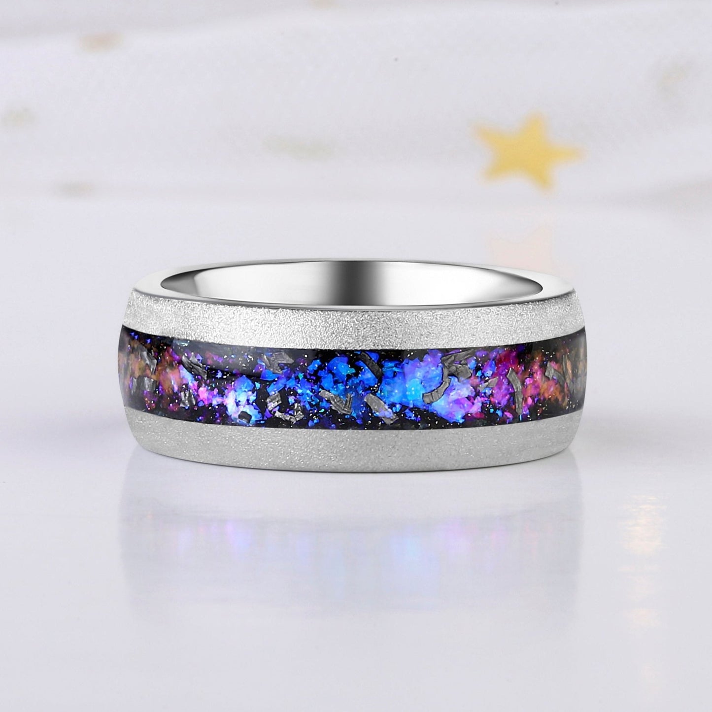 The Starfall - Lapis Lazuli & Crushed Sandstone Couple Ring Set