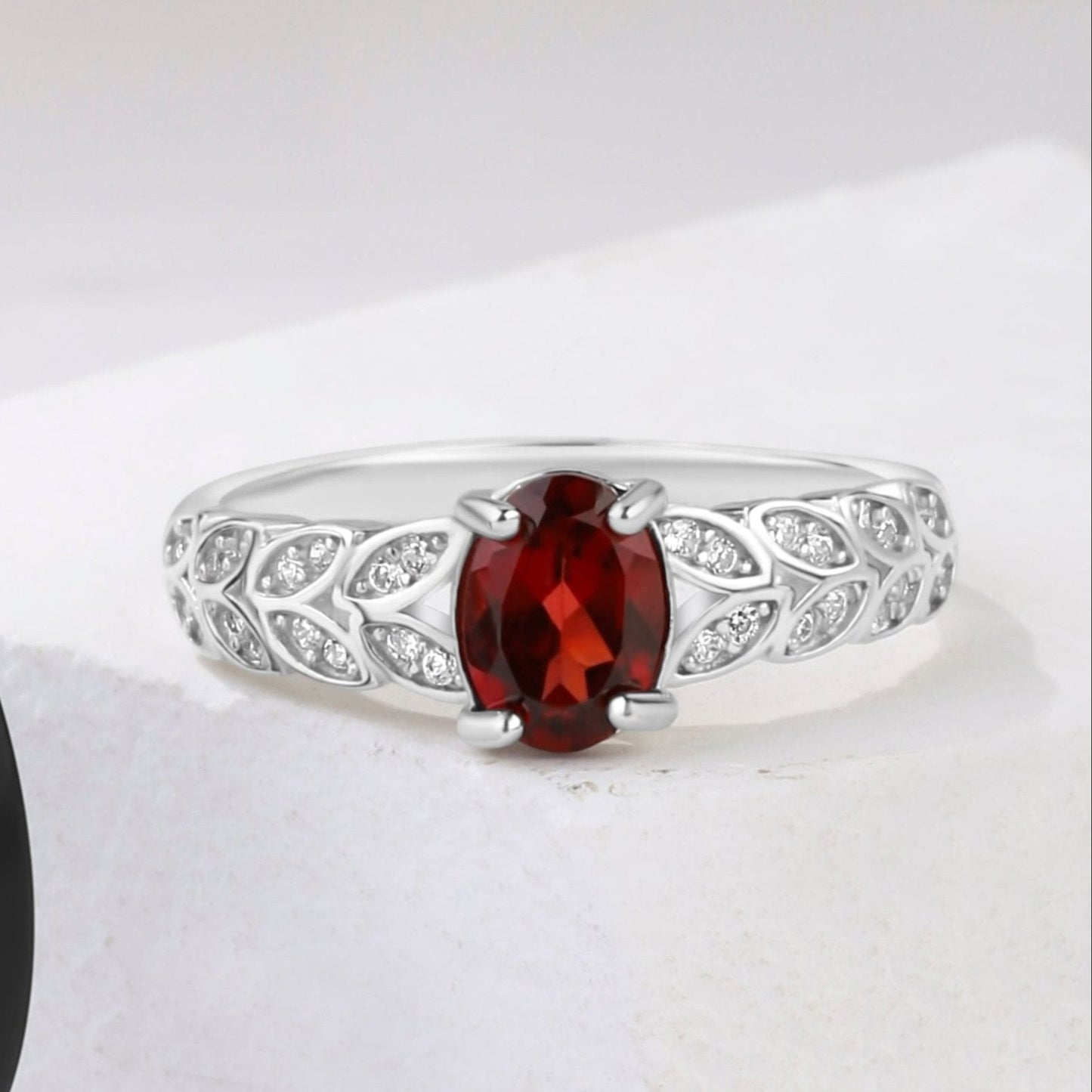 The Ember - Natural Garnet 925 Silver / Tungsten Couple Ring Set