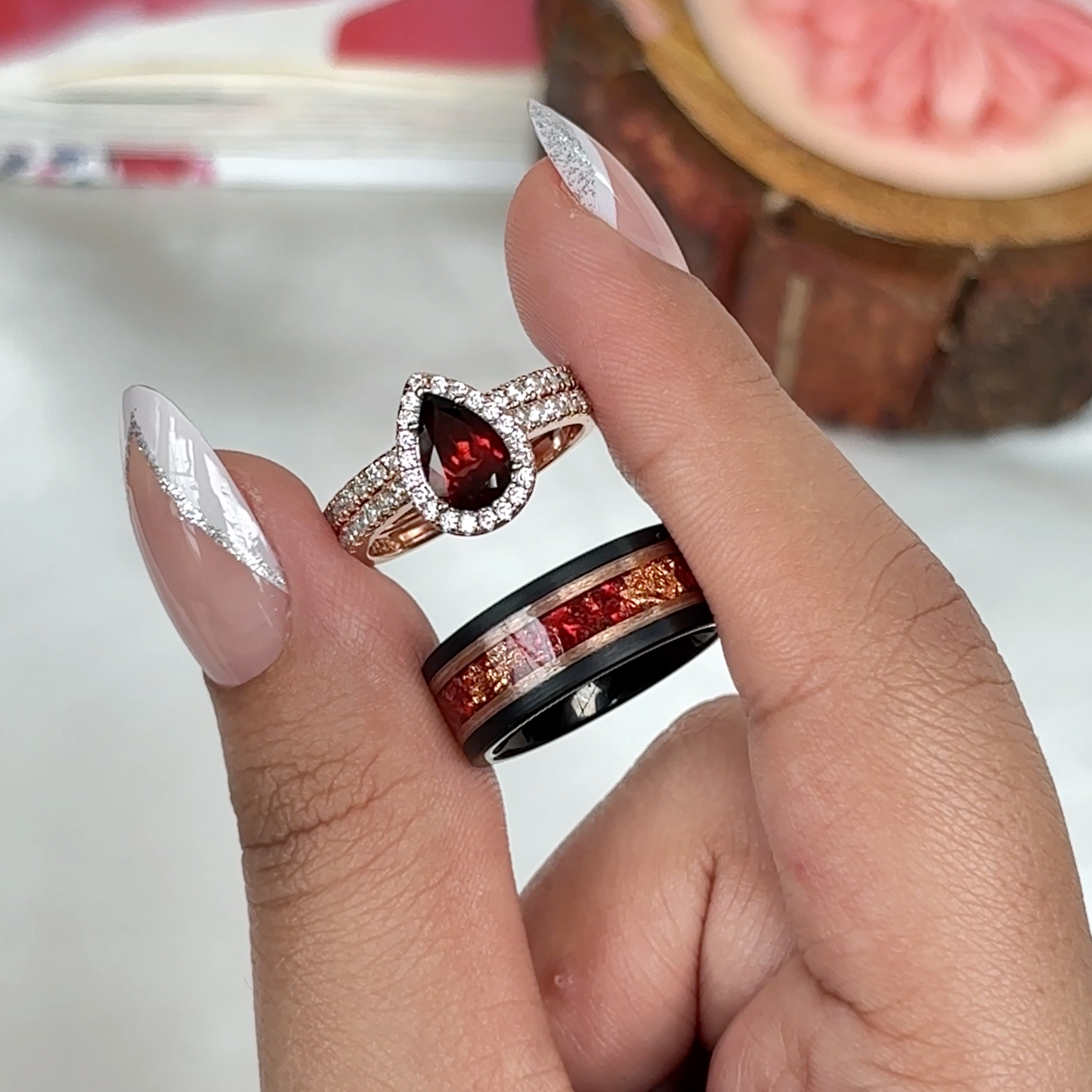 The Veyra - Natural Gemstone Couple Rings