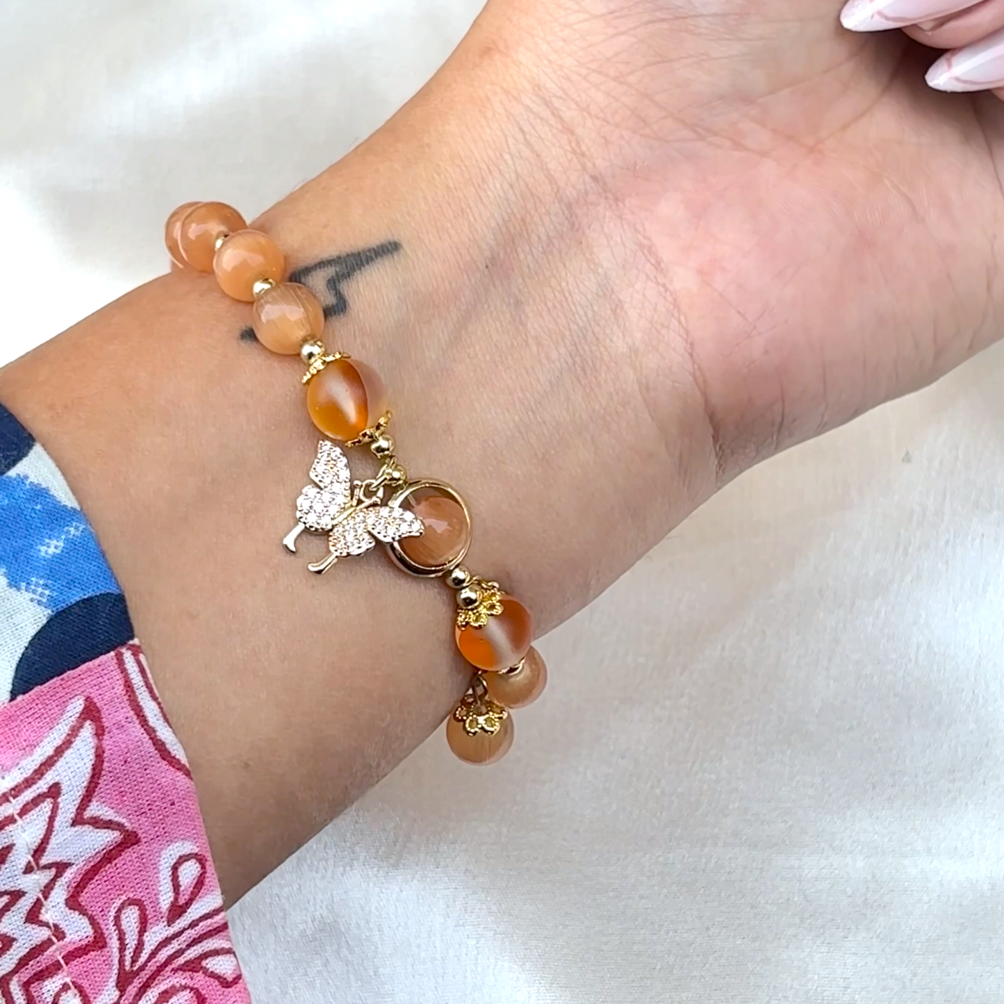 Cat's Eye Beads & Butter Women Bracelet