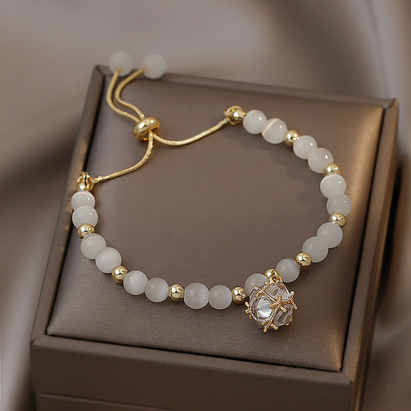 White Jade Women Beaded Bracelet
