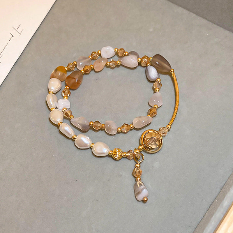 Pearl-Jade-Crystal Women Bracelet Set