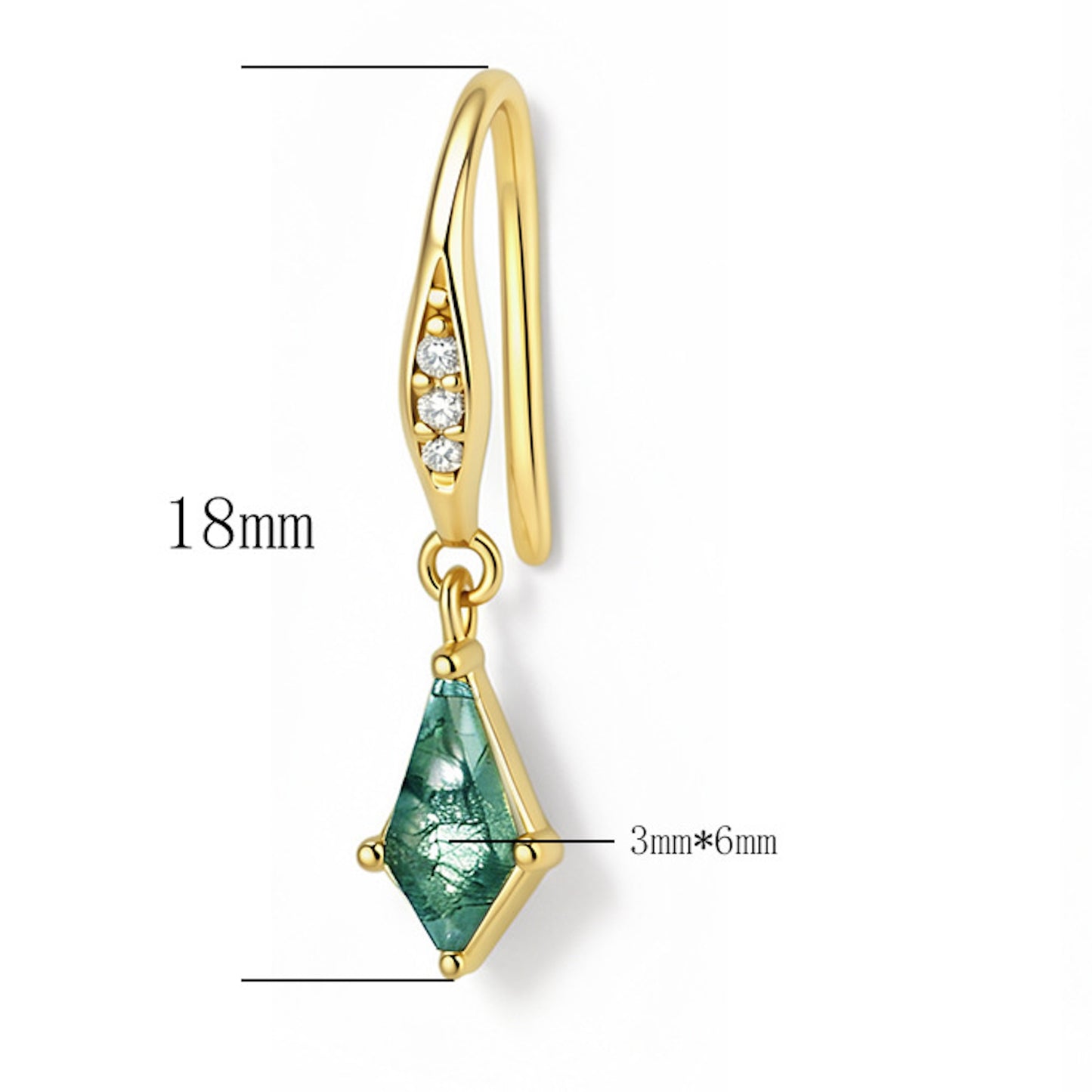 The Ivyra - Natural Moss Agate Dangle Earrings