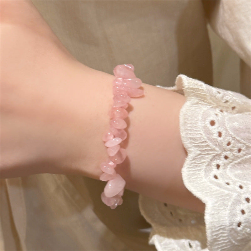 Rose Quartz with Pearls Women Bracelet Set