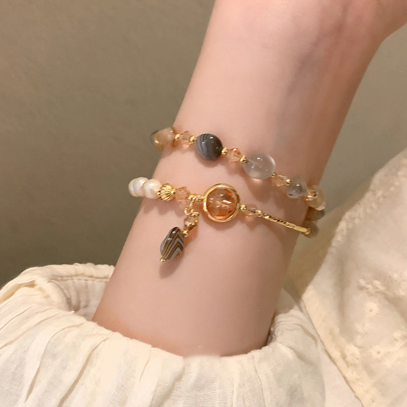 Pearl-Jade-Crystal Women Bracelet Set