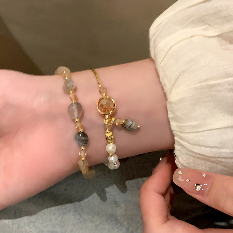 Pearl-Jade-Crystal Women Bracelet Set