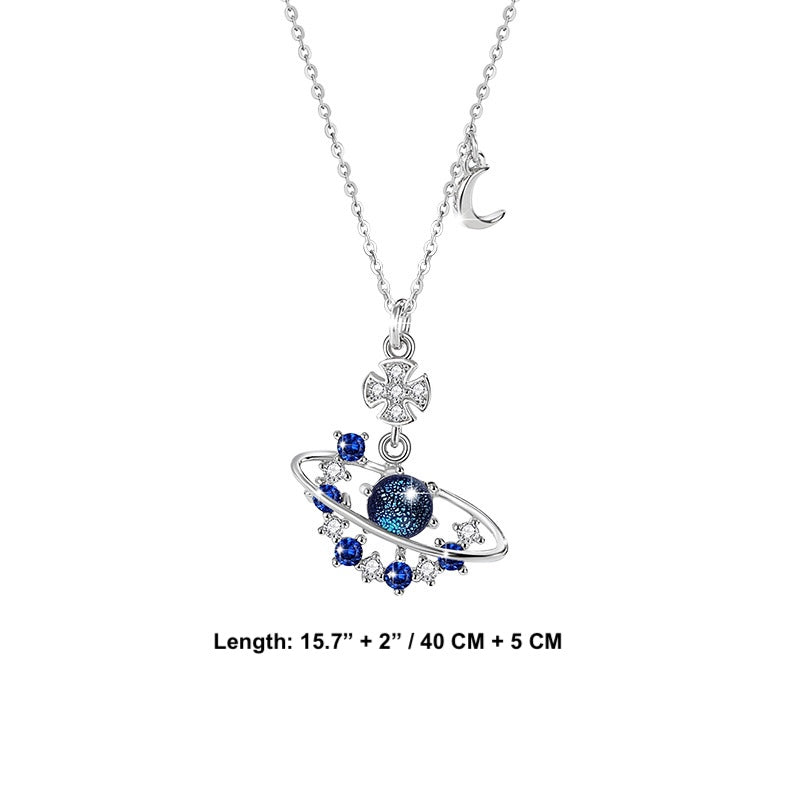 Blue Planet Galaxy Necklace - 925 Silver
