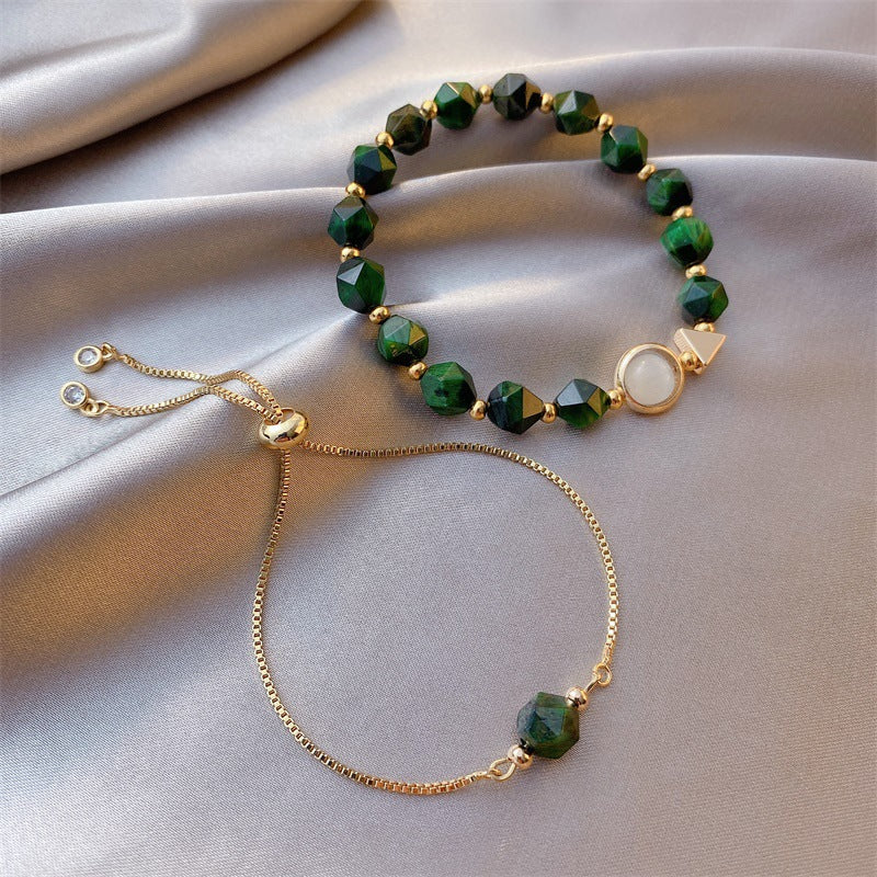 Nephrite Jade & Pearl Women Bracelet Set