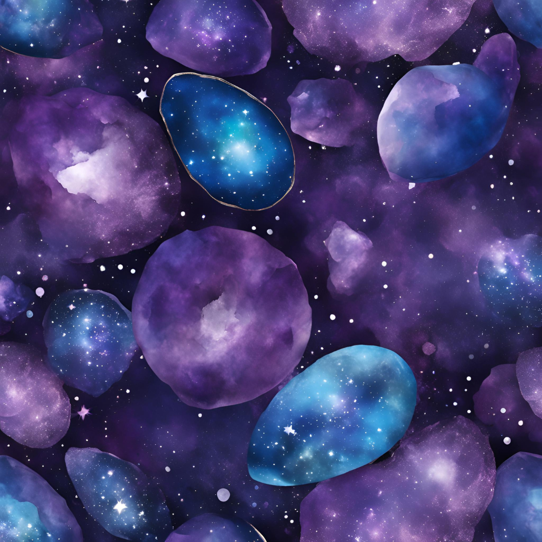 The Amaral - Crushed Amethyst Galaxy Couple Ring Set