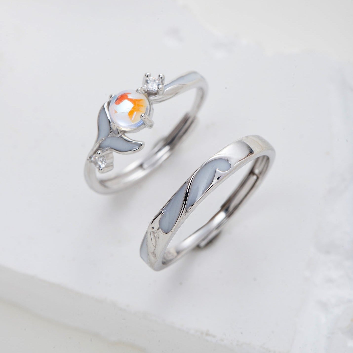 Glow in the Dark 925 Silver Couple Rings