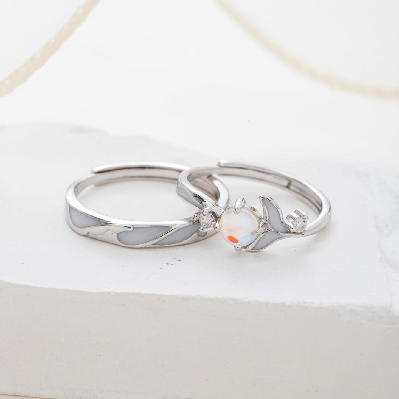 Glow in the Dark 925 Silver Couple Rings