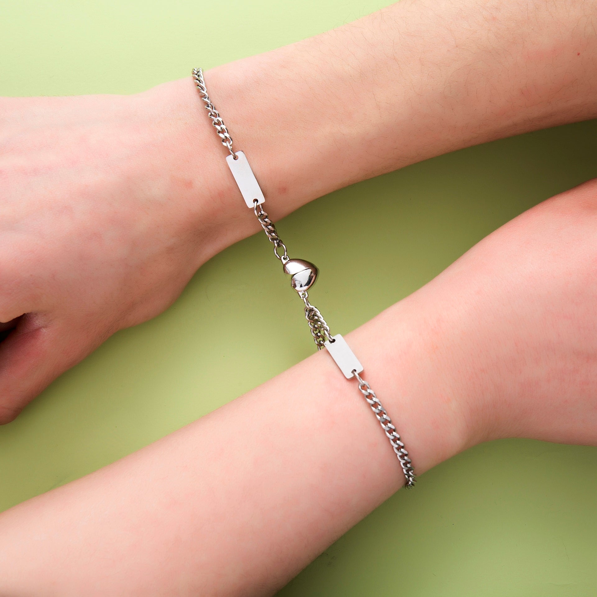 Connecting Heart Matching Bracelets Stainless Steel Bracelets