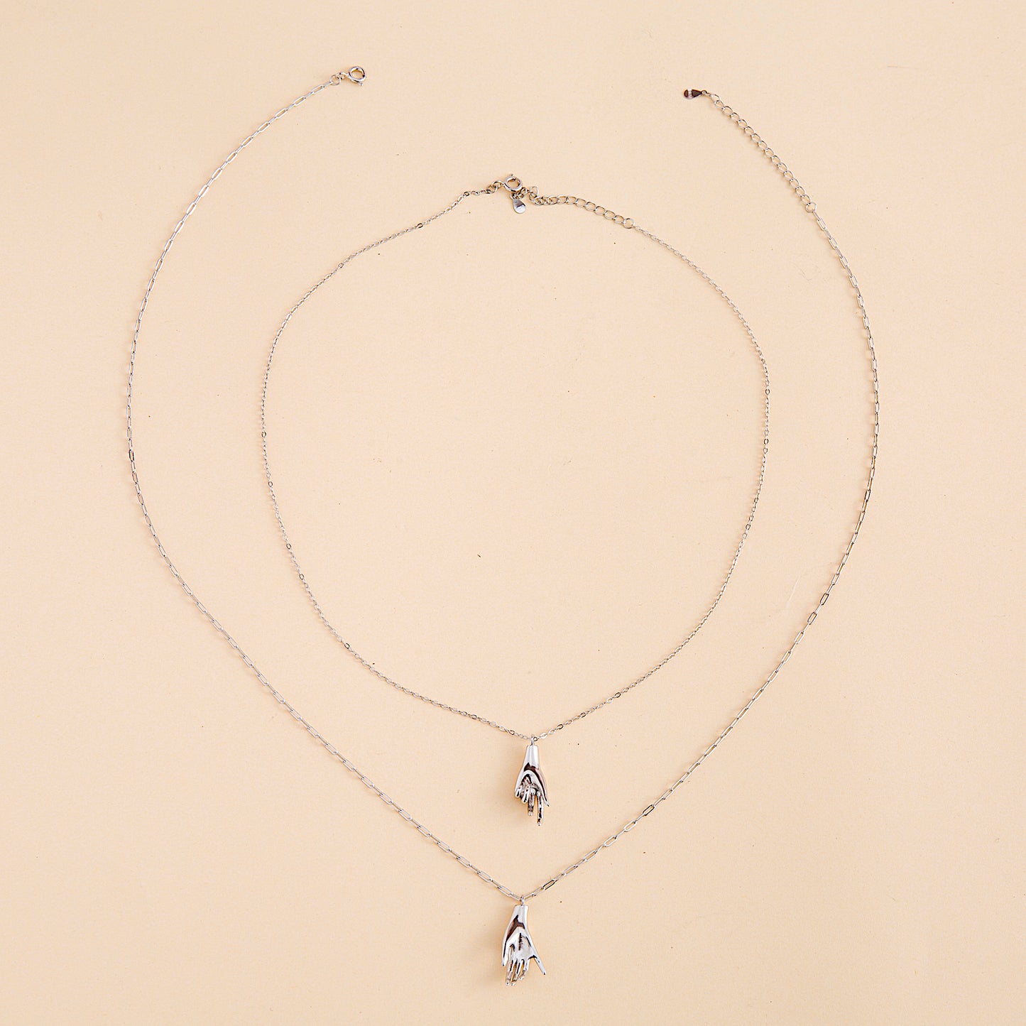 Romantic Holding Hands 925 Silver Couple Necklaces