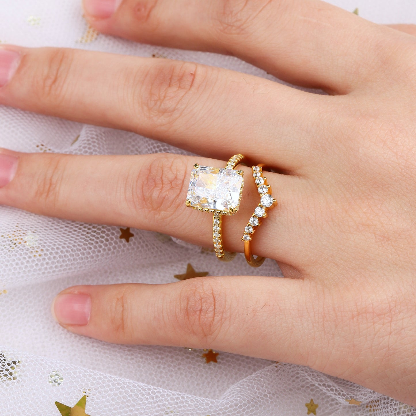 The Gliselle - Radiant Cut Ring in S925 Sterling Silver for Women