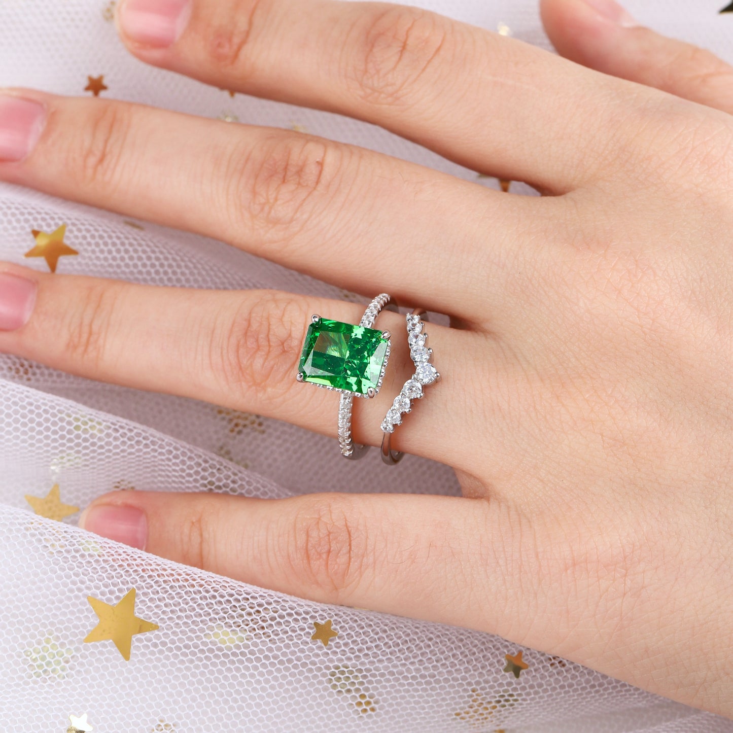 The Gliselle - Radiant Cut Ring in S925 Sterling Silver for Women
