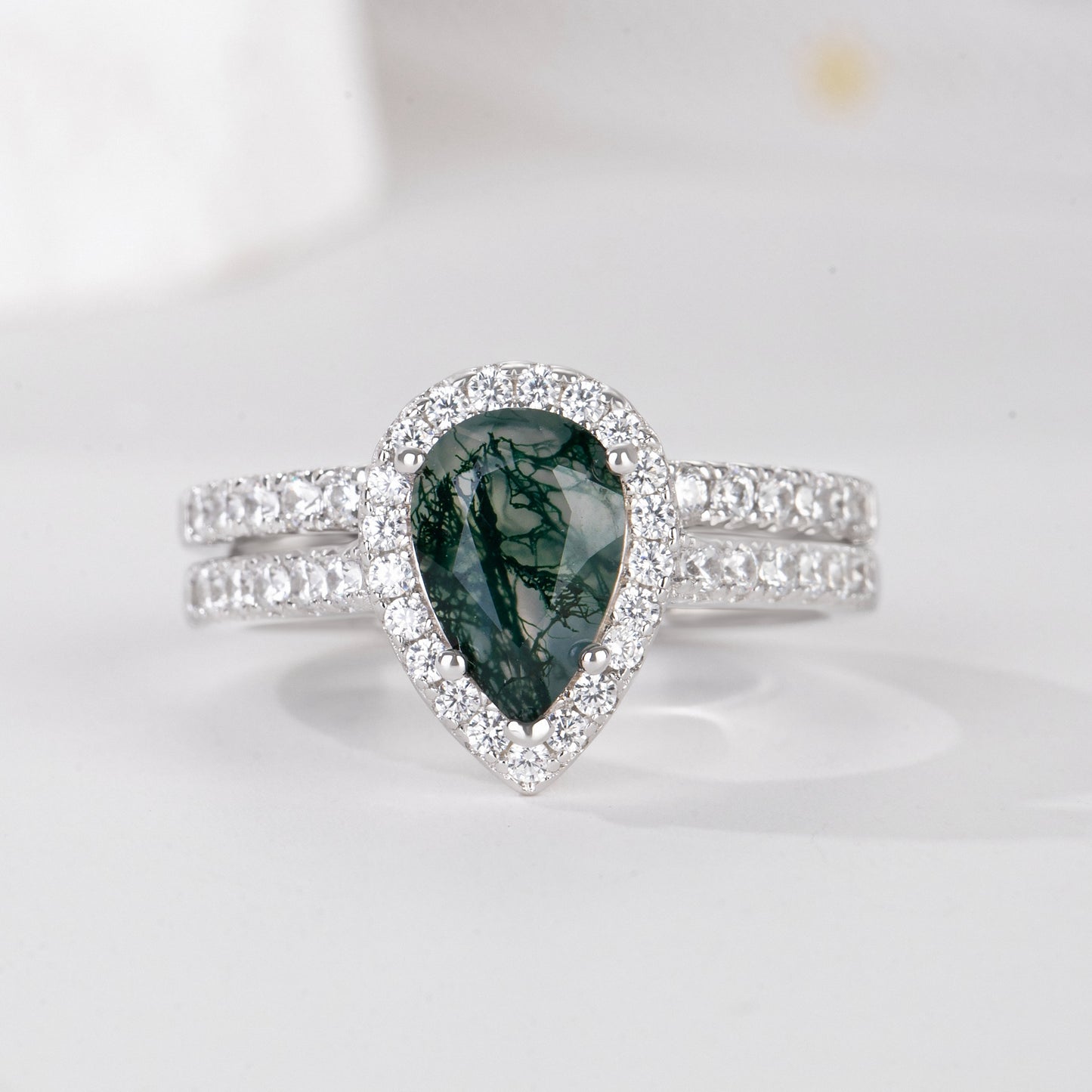 The Evermoss - Natural Moss Agate Couple Rings