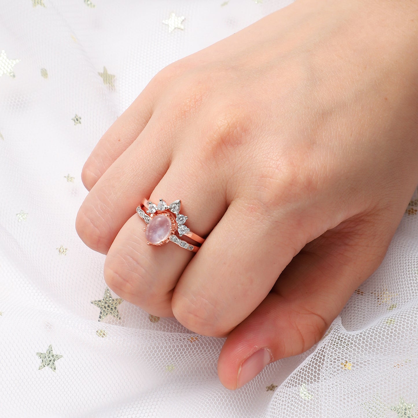 The Lunara - Natural Moonstone Rose Gold Vermeil Ring for Her