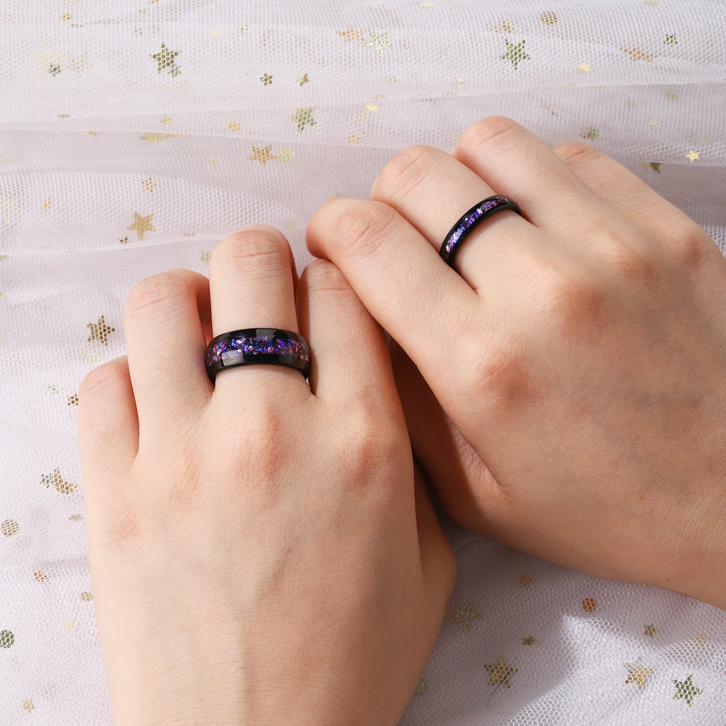 Crushed Amethyst & Sandstone Men Wedding Band