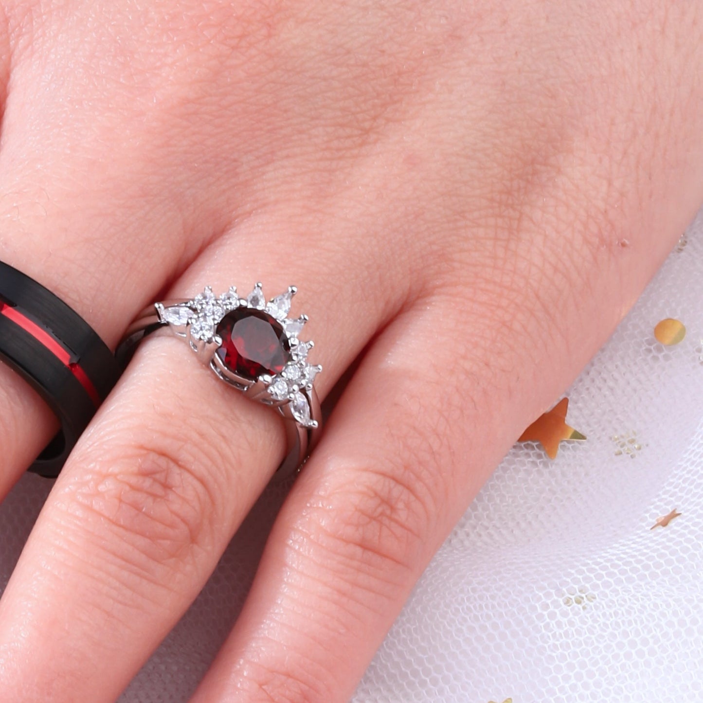 The Garnity - Natural Garnet Ring for Women