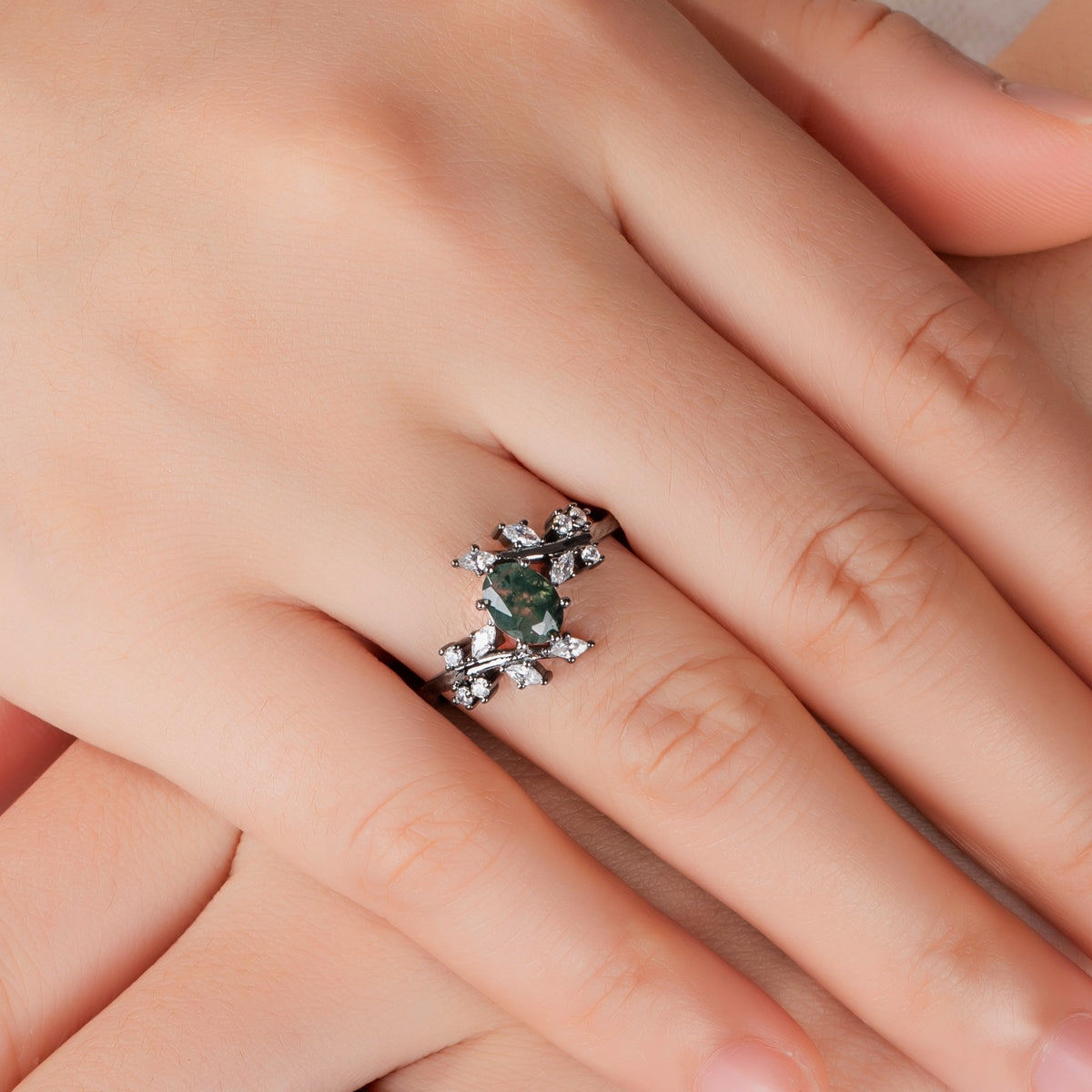 The Everwood - Moss Agate Promise Ring