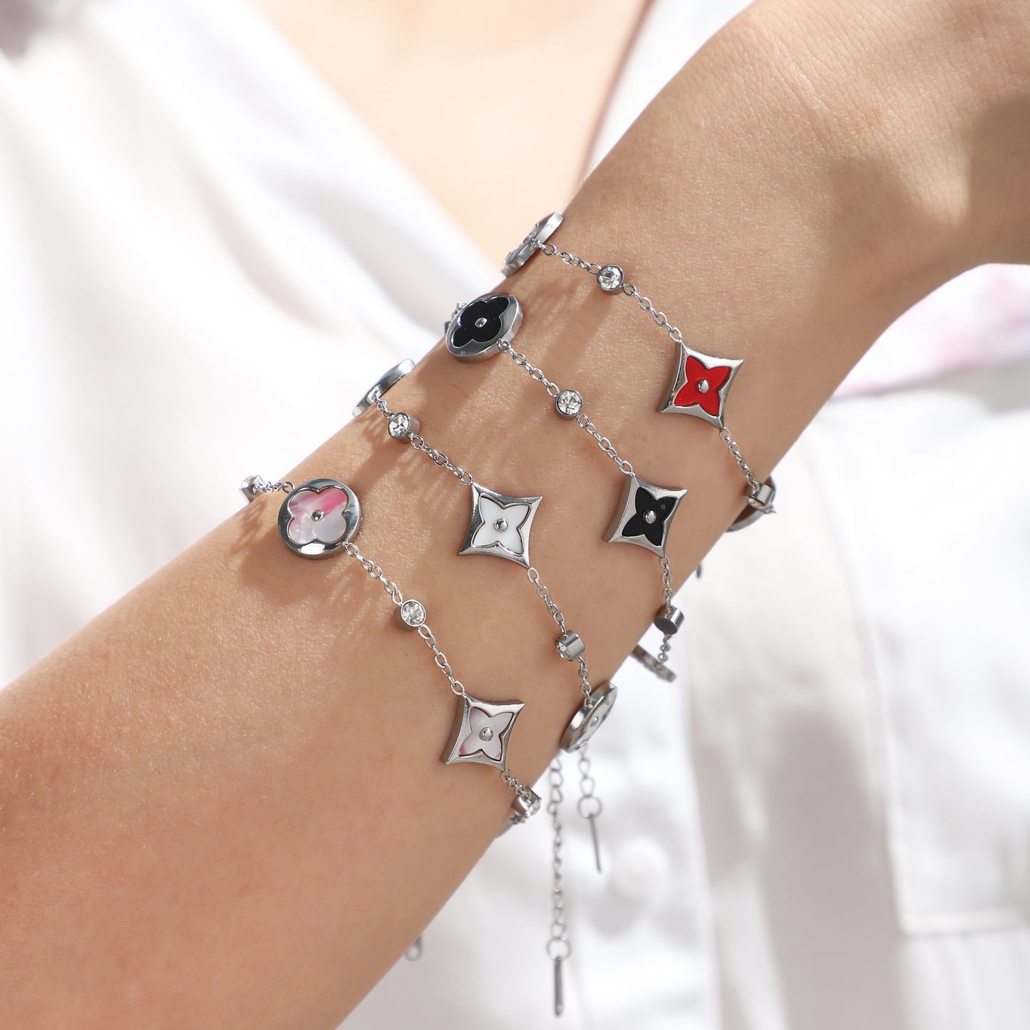 Good Luck Clover & Stars Bracelet