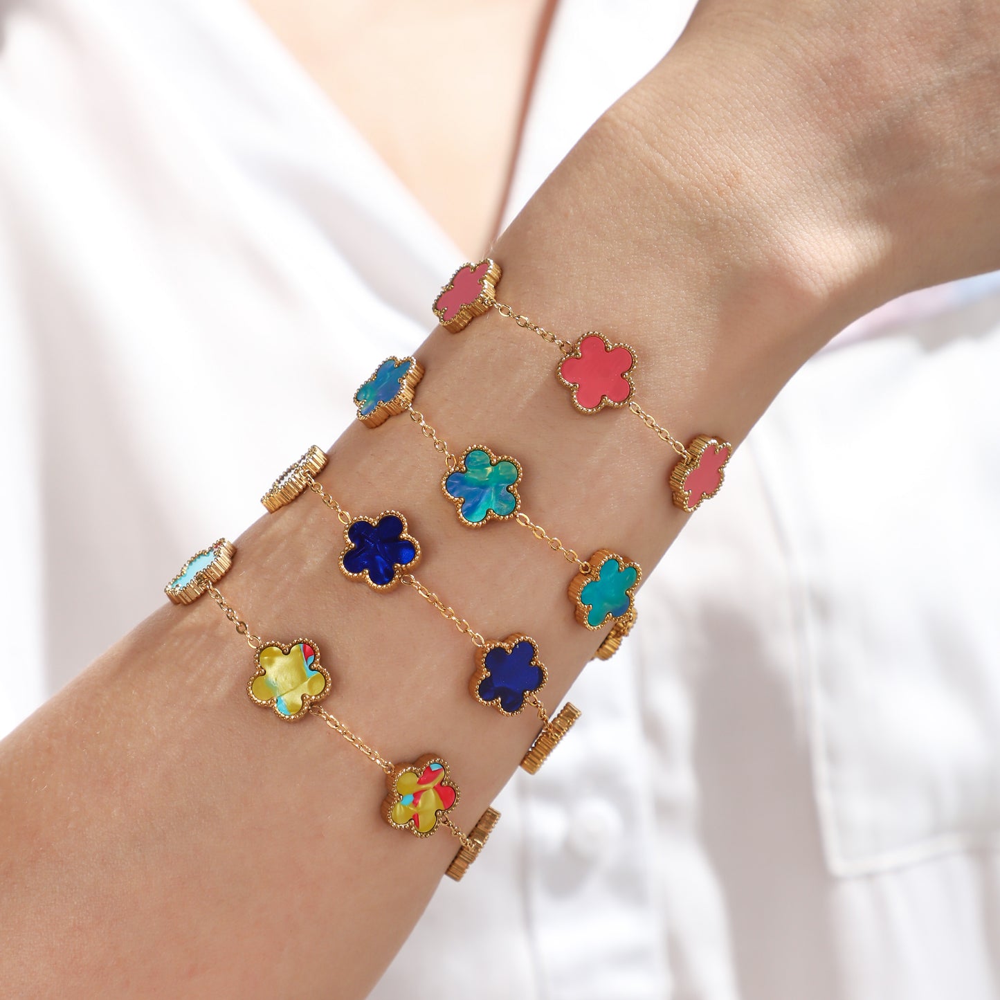 Lucky Charm Five-Leaves Clover Bracelet