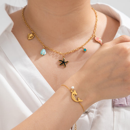 Starfish Mermaid Necklace-Bracelet Set