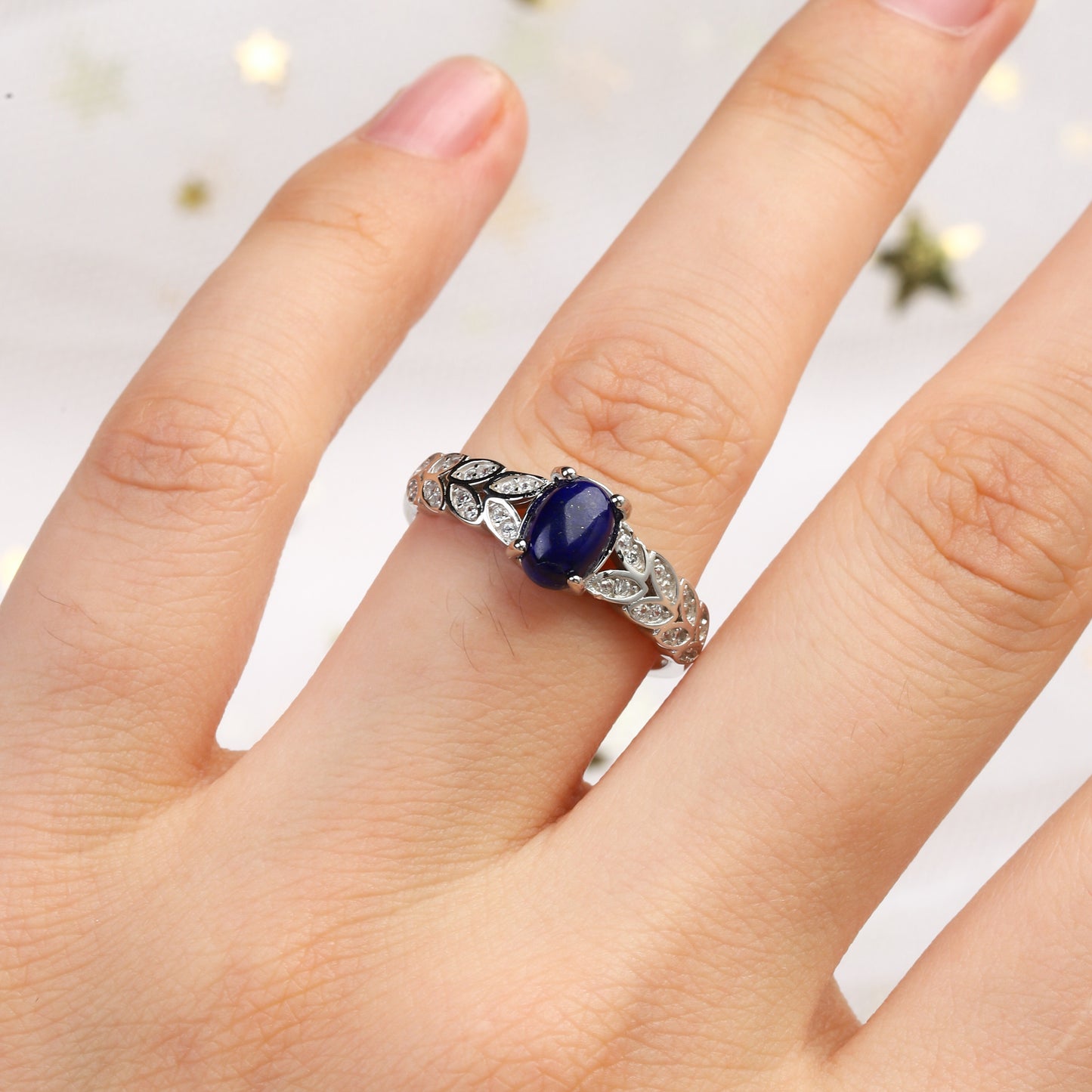 The Starfall - Lapis Lazuli & Crushed Sandstone Couple Ring Set
